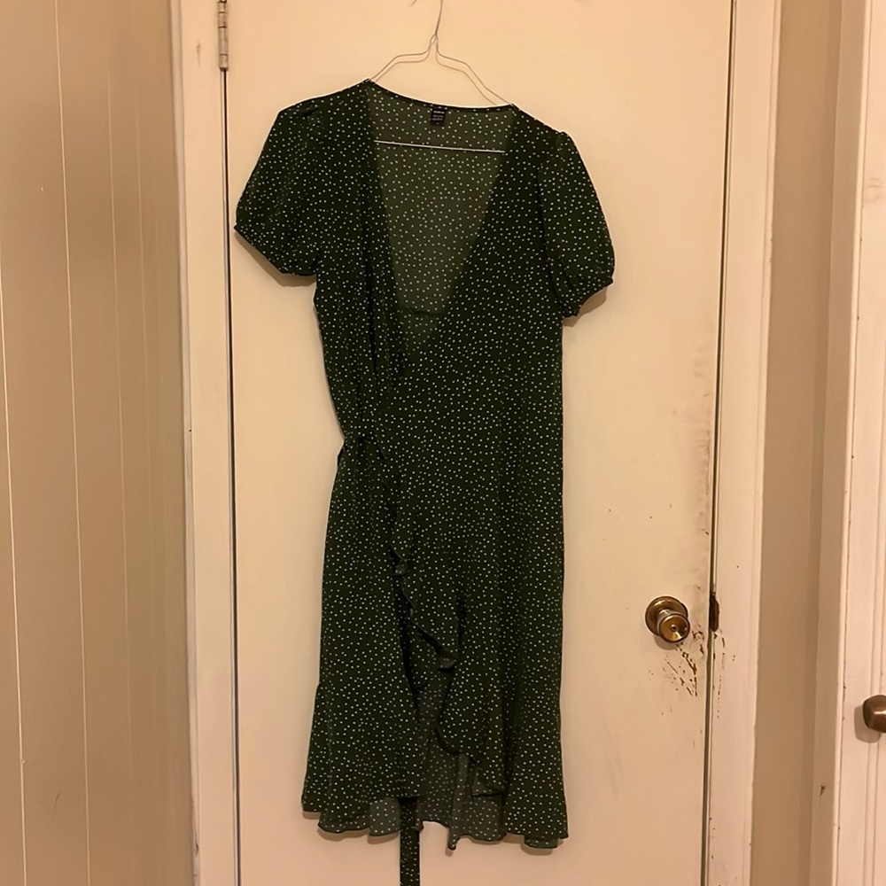 Green polka dot dress